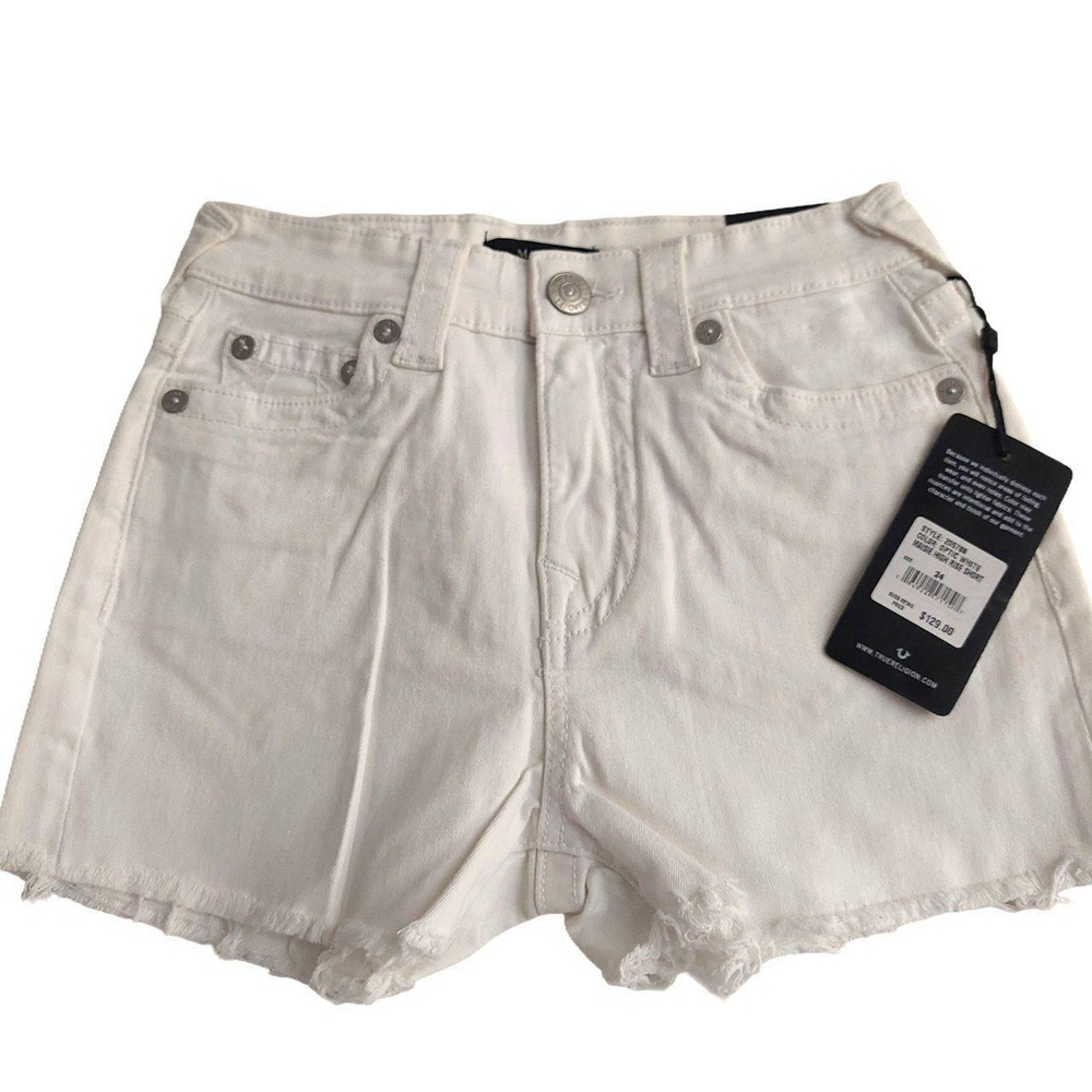 True Religion Brand Jeans Maisie High Rise Shorts White Sz 27 NWT